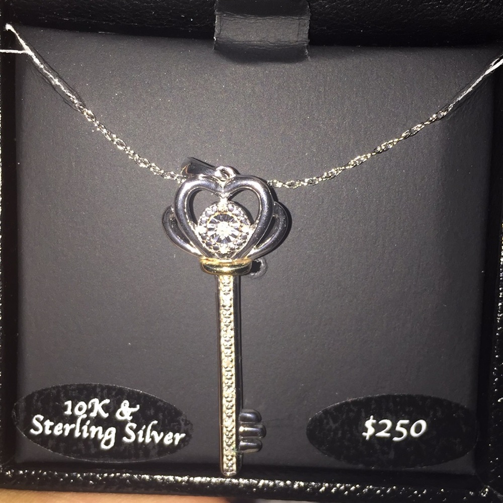 Diamond Heart Key Necklace